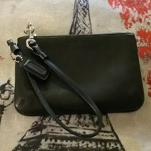 Coach black leather wristlet